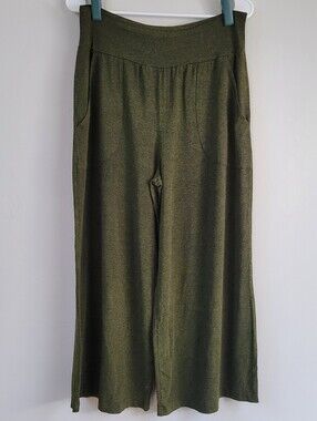 Squasht Wide Leg Stretch Flowy Fold Over Pant Women Size M Leisure Lagenlook